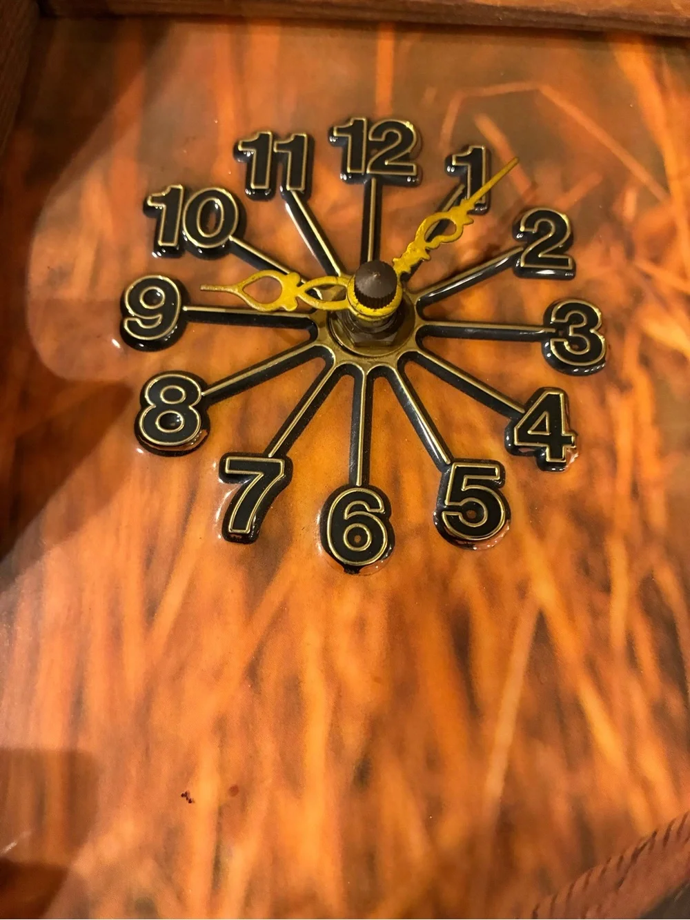Rustic Wooden Pheasant Wall Clock - Warm Brown and Orange
